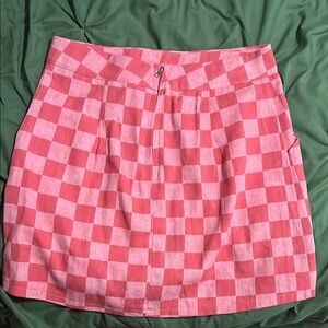 Pink Checkered Skirt